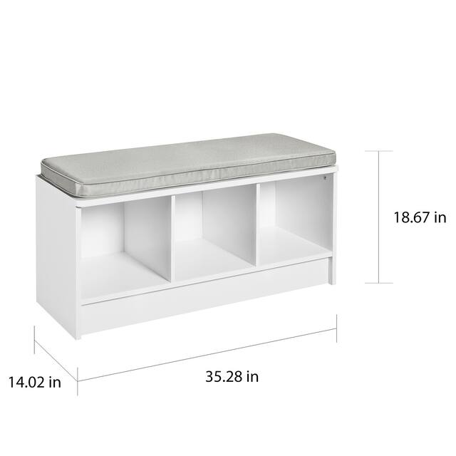 Porch & Den Southbrook 3-cube Storage Bench w/ Grey Cushion