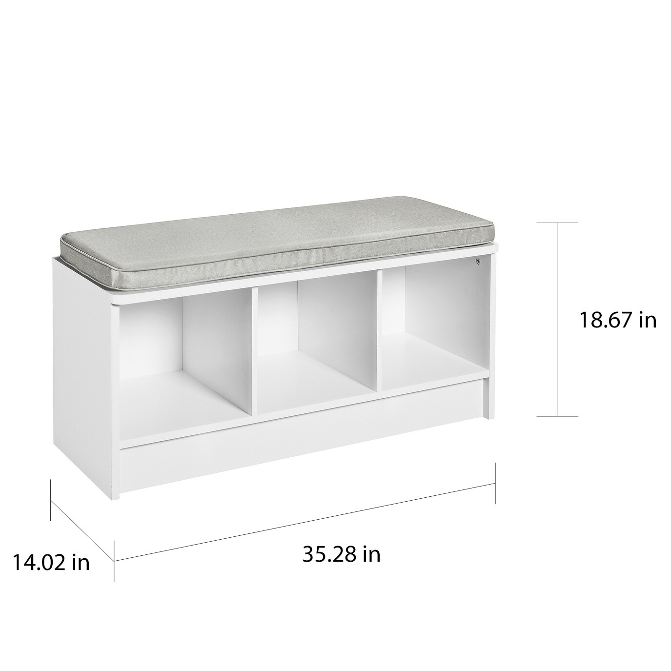 Porch Den Southbrook 3 cube Storage Bench w Grey Cushion