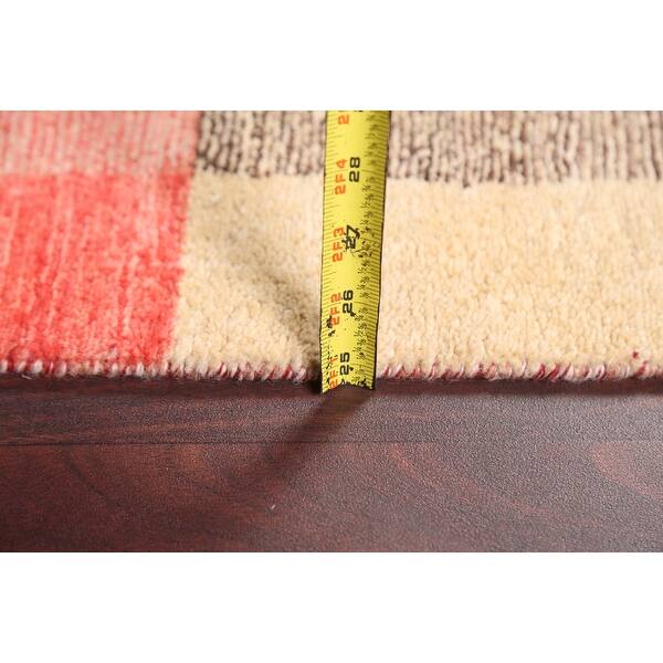 dimension image slide 1 of 2, Modern Gabbeh Kashkoli Oriental Wool Runner Rug Hand-knotted Carpet - 2'7" x 20'7"