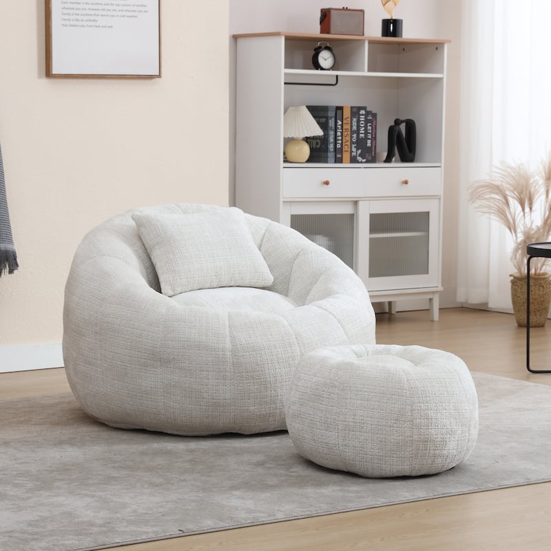 HOMEFUN Cozy Beanbag Sofa With Memory Foam Filler, Oversized Round Sofa