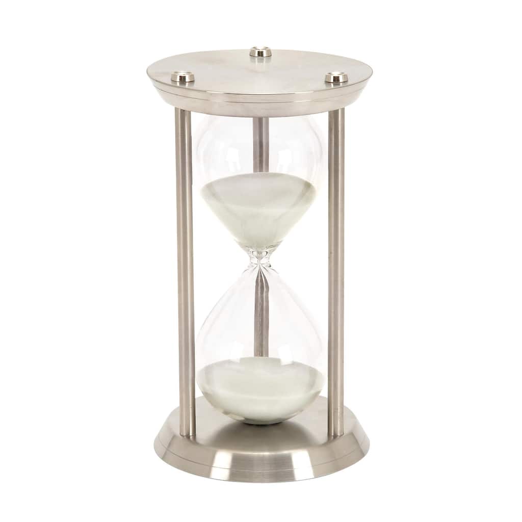 Metal Hourglass Sand Timer - Silver - Roche River Decor