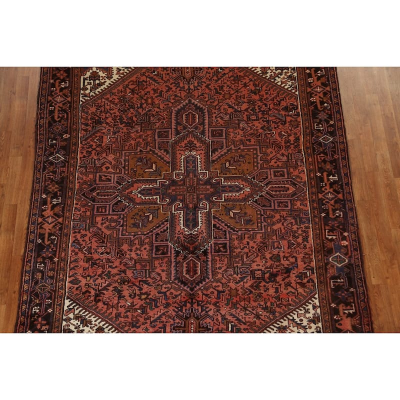 Vintage Traditional Geometric Heriz Persian Wool Area Rug Hand-knotted - 6'9" x 9'9"