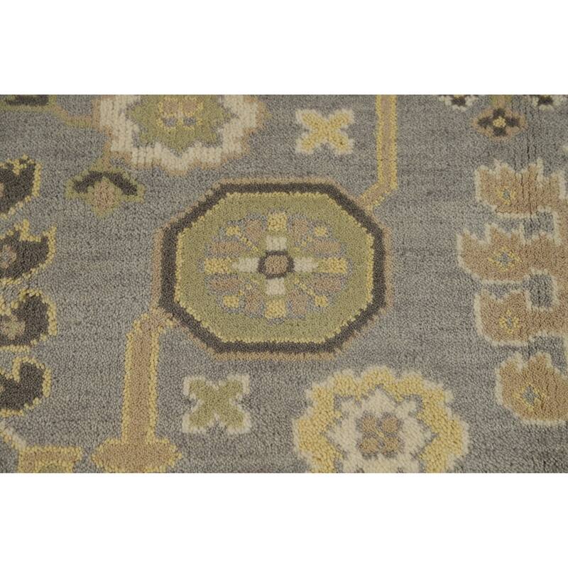 Silver Gray Oushak Indian Area Rug Handmade Oriental Wool Carpet - 7'10" x 9'11"