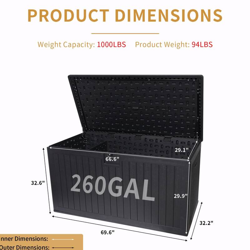 Outdoor Storage Box with Hydraulic Lid & Table Design