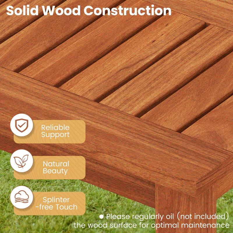 Costway 1/2 PCS 2-Person Outdoor Wood Bench with Slatted Seat, Front - See Details