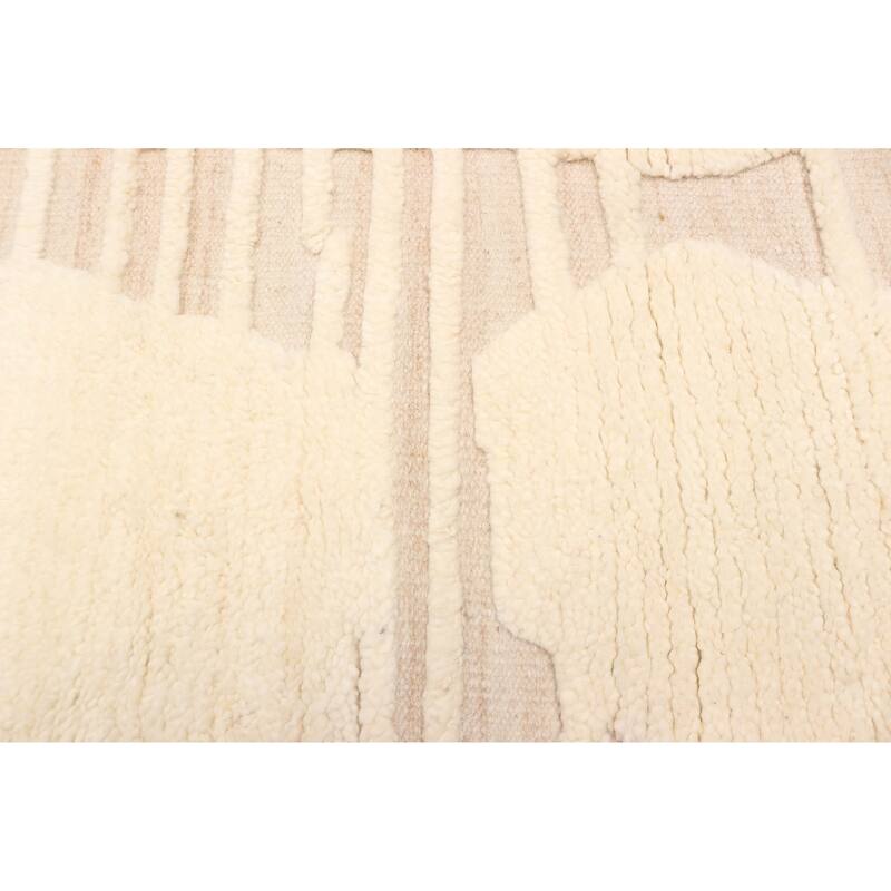 ECARPETGALLERY Hand-knotted Tangier Cream Wool Rug - 5'2 x 7'9