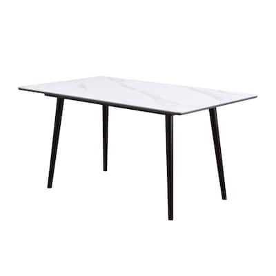 Modern Contemporary Dining Table 1pc White Sintered Stone Table Stylish Dining Furniture