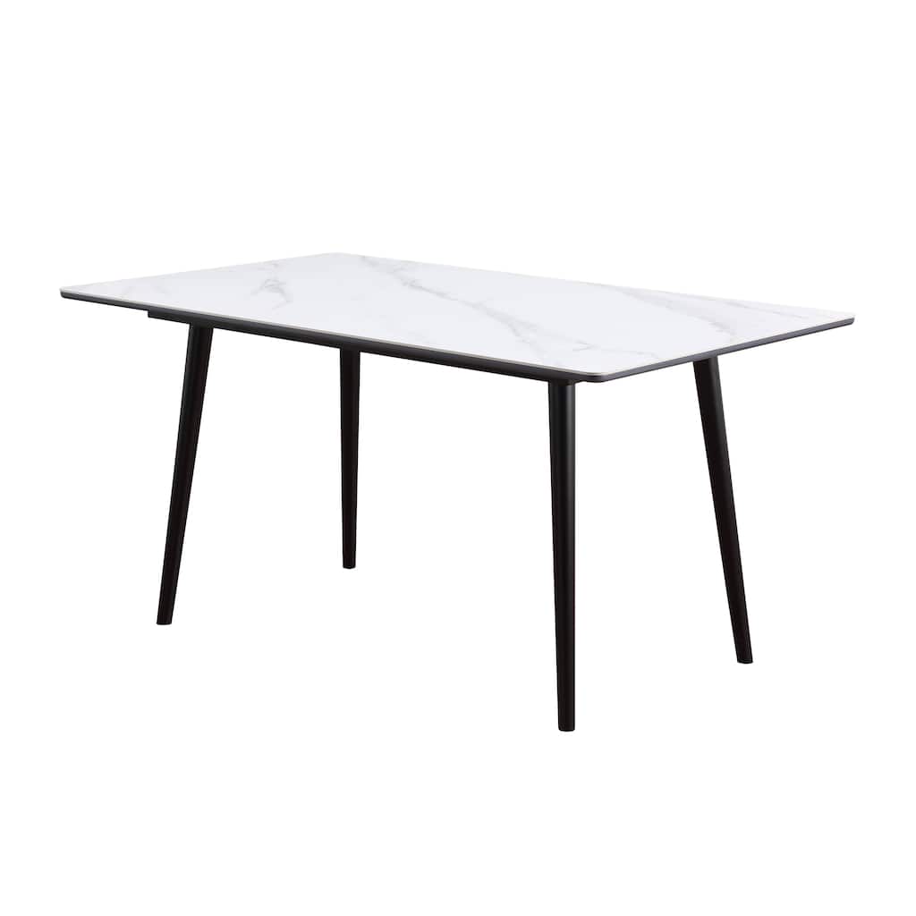 Modern Contemporary Dining Table 1pc White Sintered Stone Table Stylish Dining Furniture