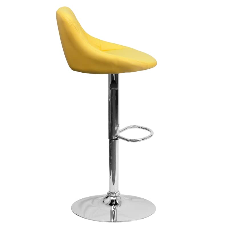 Diamond Pattern Vinyl Bucket Seat Adjustable Barstool - 18.5"W x 19"D x 33.25" - 41.75"H