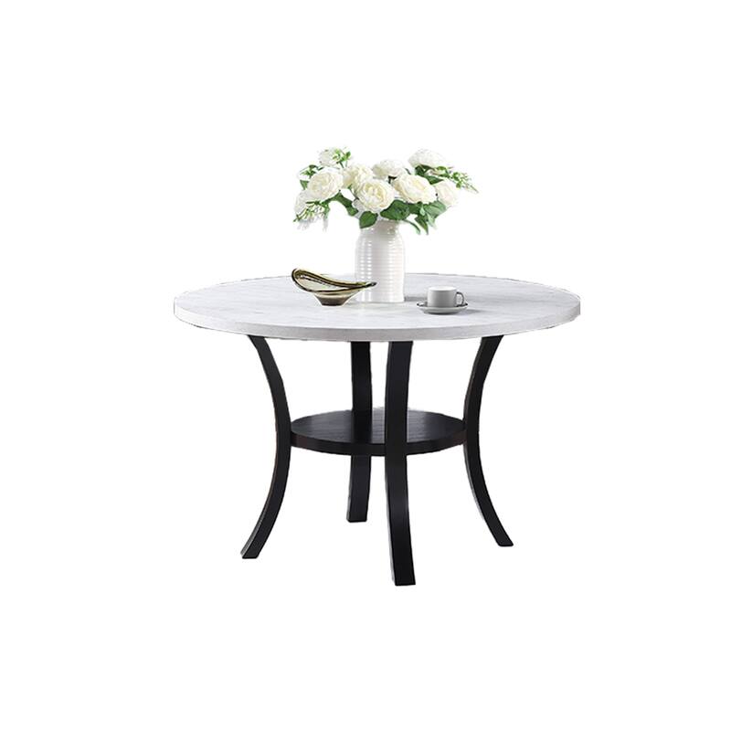 Modern Elegant 5pc Dining Set Fog Corduroy Chairs White Top Table w Lower Shelf Kitchen Dining Room