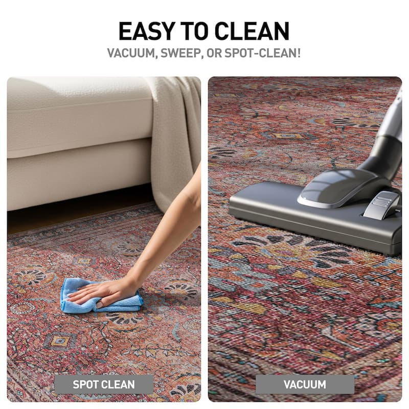 World Rug Gallery Vintage Inspired Machine Washable Non Slip Area Rug