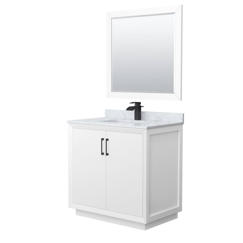 Wyndham Collection WCF414136S-NAT-UNSM34 Strada 36" Free Standing - White / Matte Black Hardware