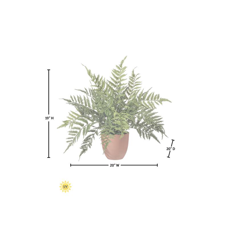 19" Potted UV Leather Fern