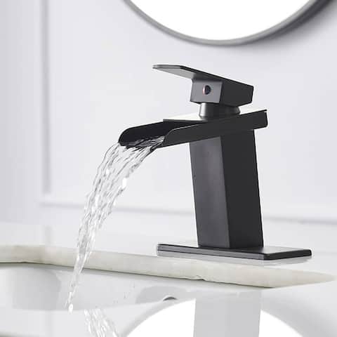 Single Handle Bathroom Faucet With Drain Assembly Waterfall Bathroom Sink Faucets Single Hole Basin Vanity Taps With Deck Plate
