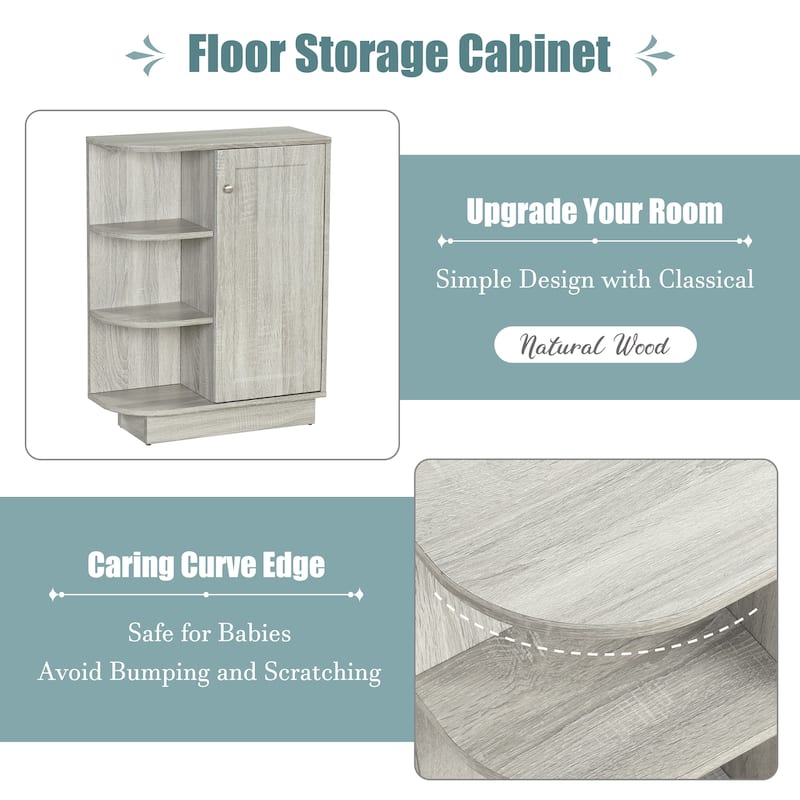 Open Cabinet with Adjustable Plates, Arc-shape Bathroom Vanity Dresser ...