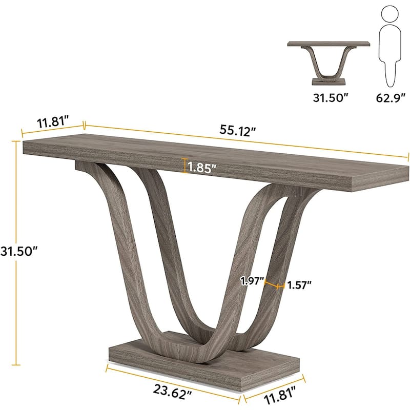 Farmhouse Console Sofa Table, 55 Inches Wood Sofa Table Entryway Table