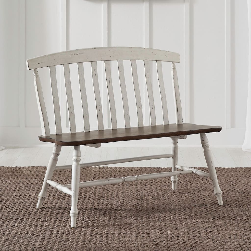Al Fresco Slat Back Oak Bench for Dining Room - Width 42" x Depth 20" x Height 36"