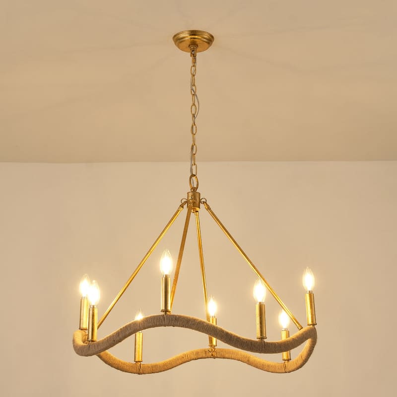 28" 8-Light Golden Modern Candle Chandelier