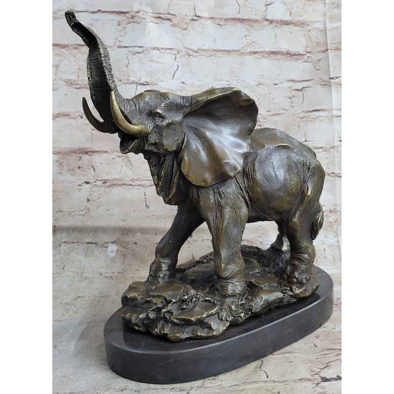 Bronze Metal Elephant Statue Sculpture Figure Figurine 12 Inches X 14 Inches