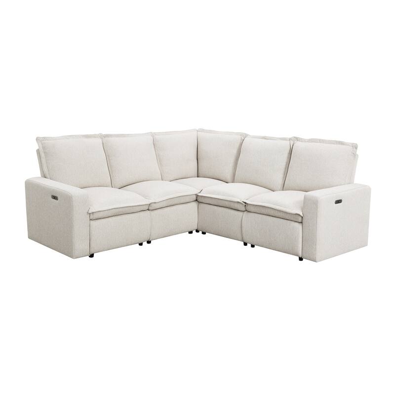 89.76'' L-Shaped 5-Seat Sectional Sofa with Power Recliner Chair, USB Charging, and Plush Home Theater Comfort