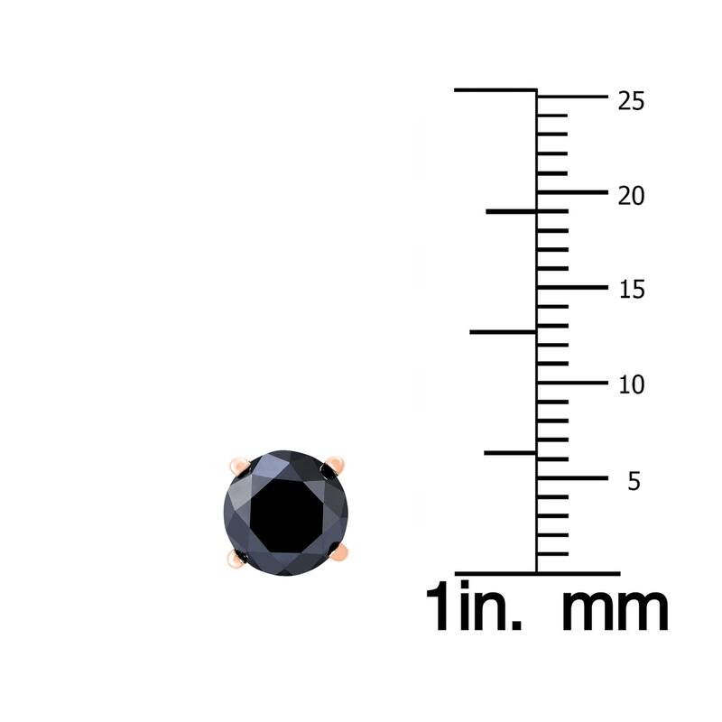 Marquee 1 Carat TW Round Black Diamond Solitaire Stud Earrings in 10K Rose Gold