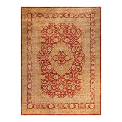 Overton Hand Knotted Wool Vintage Inspired Modern Contemporary Eclectic Red Area Rug - 9' 10" x 13' 0"