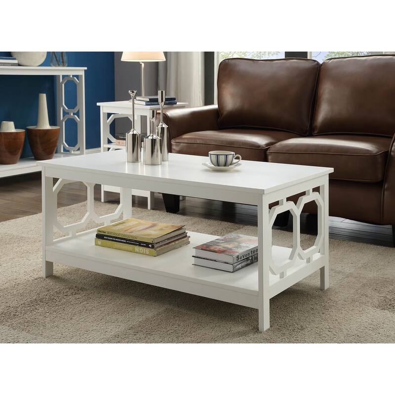 Convenience Concepts Omega Coffee Table with Shelf - White