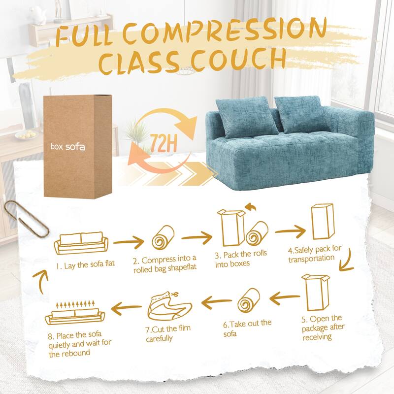 Chenille Loveseat Sofa, Minimalist Modular Sleeper for Living RoomS