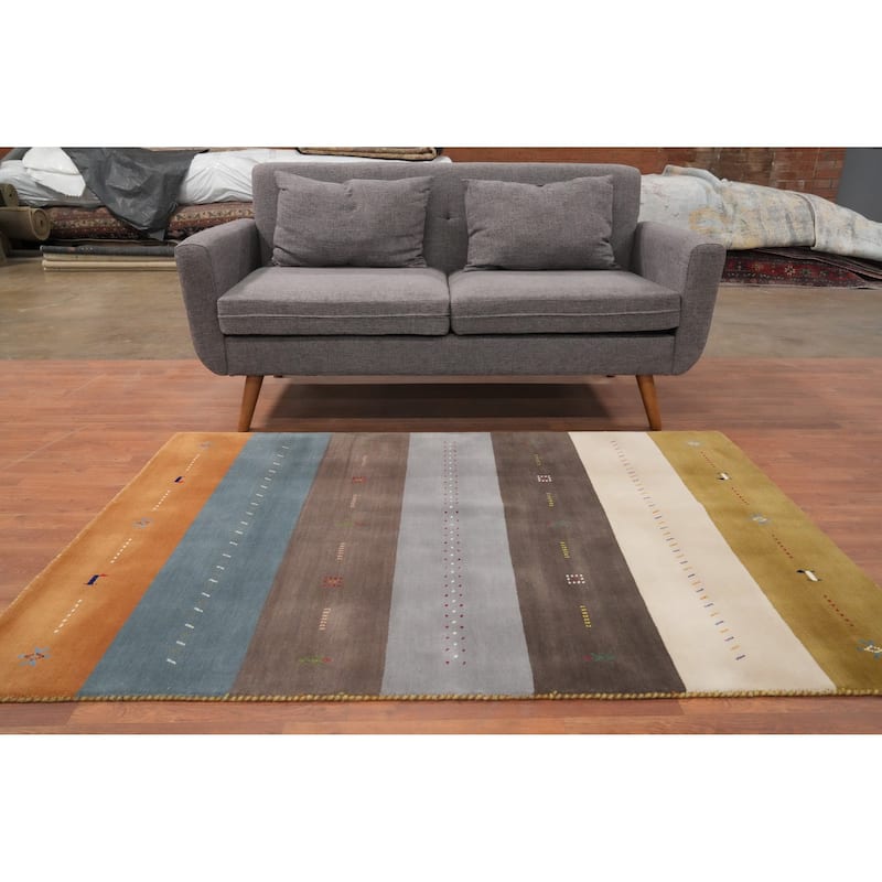 Hand Knotted Oriental 100% Wool Carpet Tribal Animal Pictorial Multi-Colored Gabbeh Area Rug - 5' 10'' X 4' 1''