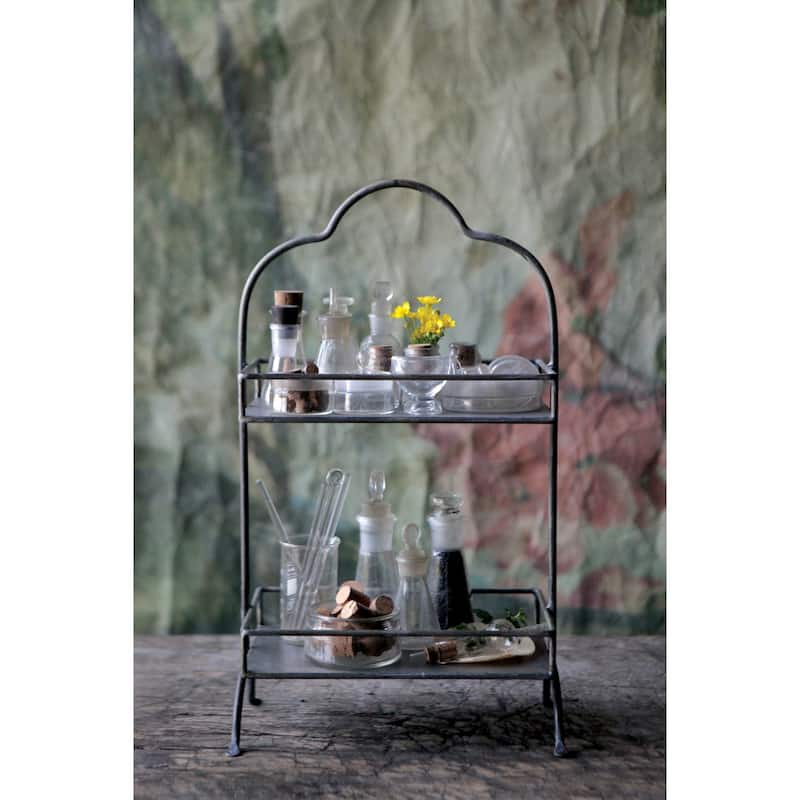 Decorative Metal 2 Tier Tray with Handle
