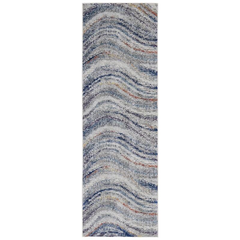 Xuzut Power Loomed Abstract Modern Stain Resistant Area Rug By HomeRoots - 96' X '32' X '0.39