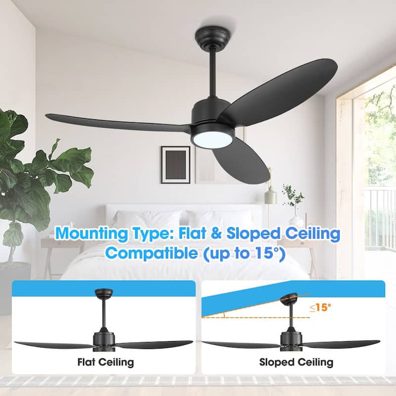 MLiAN 42 in 3 ABS Blades Indoor and Outdoor Ceiling Fan with Integrated LED and Remote Downrod