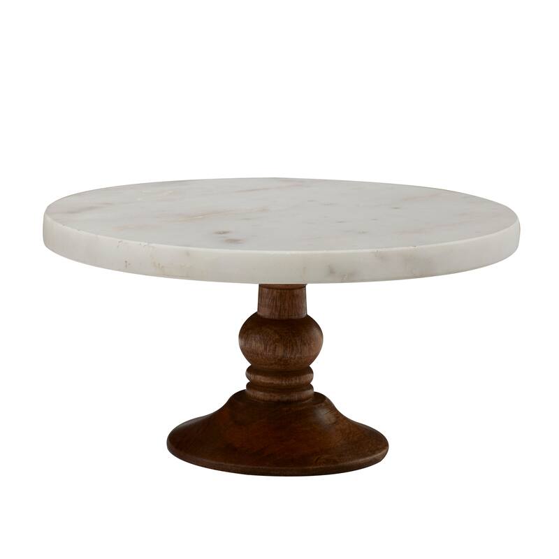 White Mango Wood Cake Stand with Wood Base