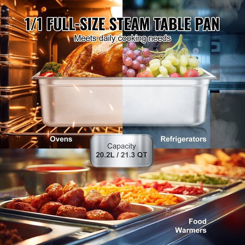 Hotel Pans, 0.8mm Thick Stainless Steel Restaurant Steam Table Pan, for Industrial & Scientific