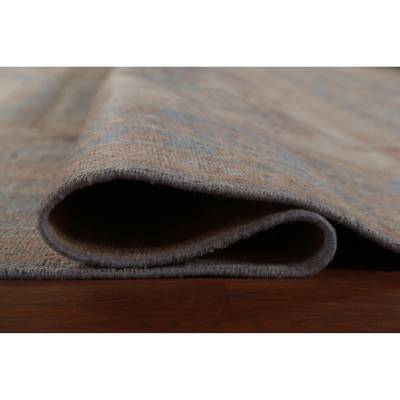 Hand Knotted Oriental 100% Wool Carpet Transitional Medallion Navy Blue & Blues Oushak Area Rug - 13' 7'' X 10' 0''