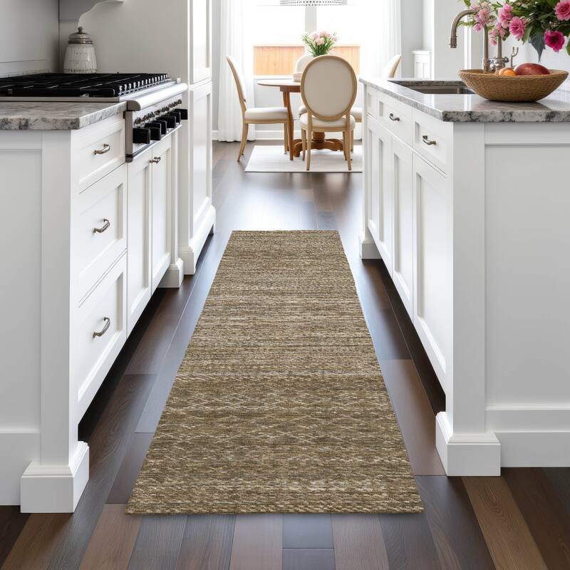 Machine Washable Indoor/Outdoor Modern Trellis Chantille Rug