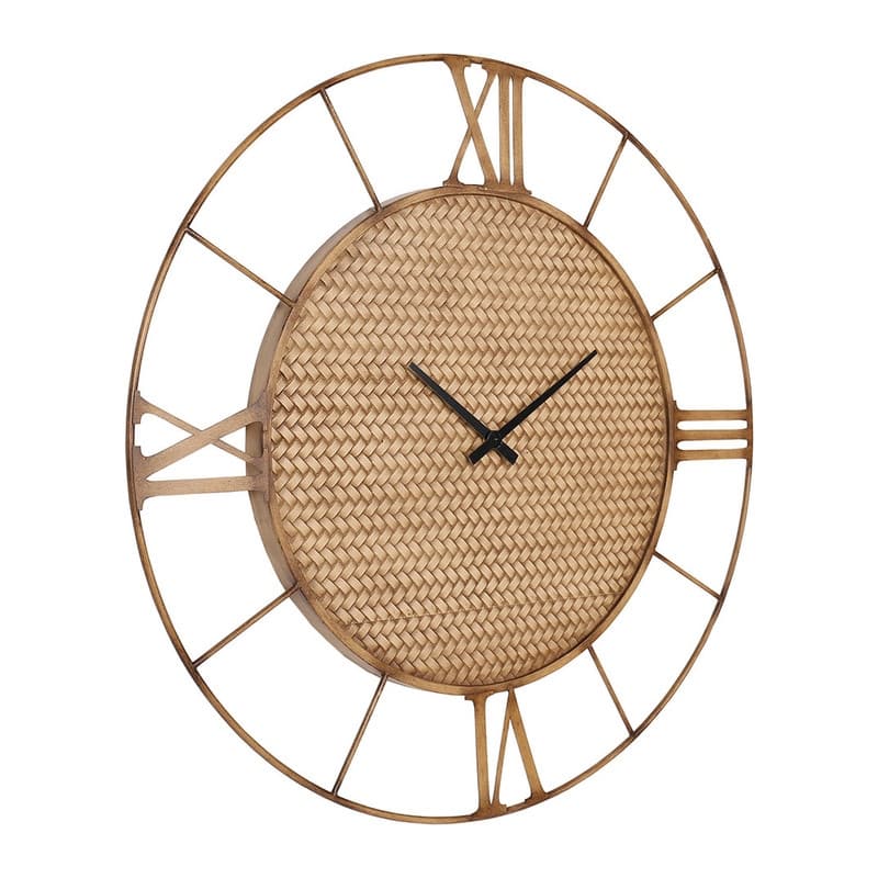 Indira Woven Metal Round Roman Wall Clock - 33"H x 33"W x 1.5"D