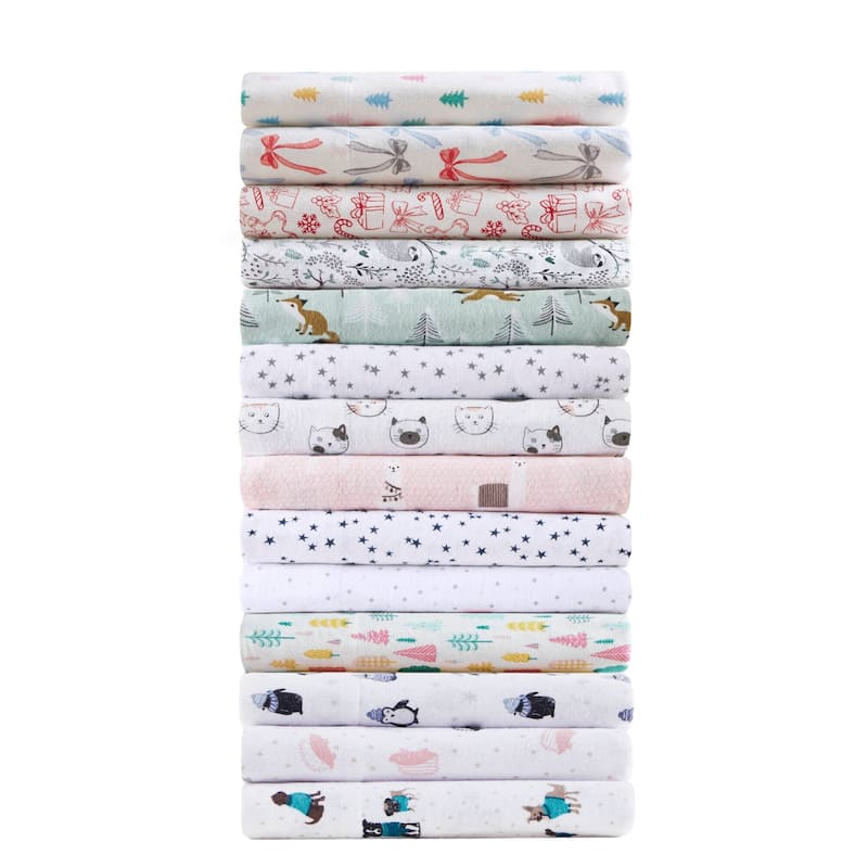 Intelligent Design Cozy Soft Cotton Flannel Printed Sheet Set