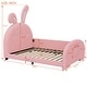 preview thumbnail 8 of 15, Twin Size Upholstered Platform Princess Bed Frame with Rabbit-Shape Headboard and Footboard Pocket for Bedroom
