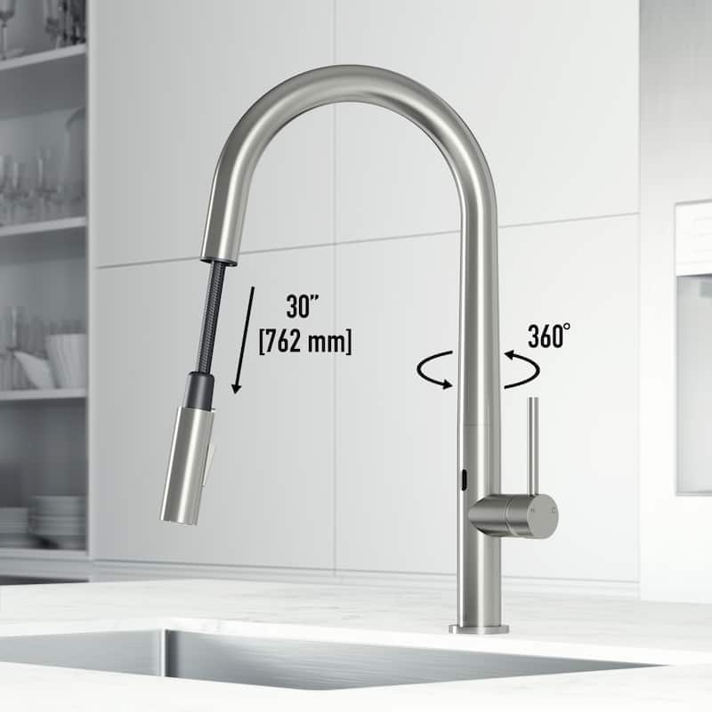VIGO Greenwich 18" H Single Handle Pull-Down Sprayer Kitchen Faucet with Touchless Sensor