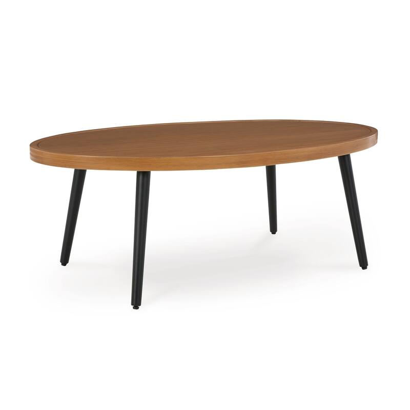 Izon Outdoor Cocktail Coffee Table, Modern 48 Inch Black Brown Metal