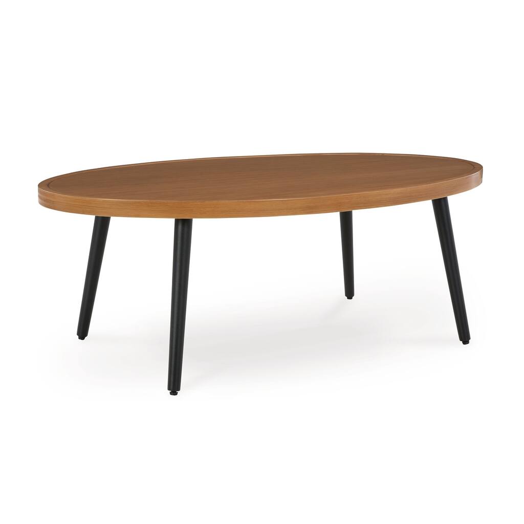Izon Outdoor Cocktail Coffee Table, Modern 48 Inch Black Brown Metal