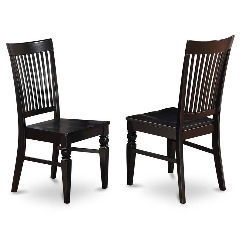 5-Piece Black Finish Solid Wood Top - Rectangular Dining Room Set - Seats 4