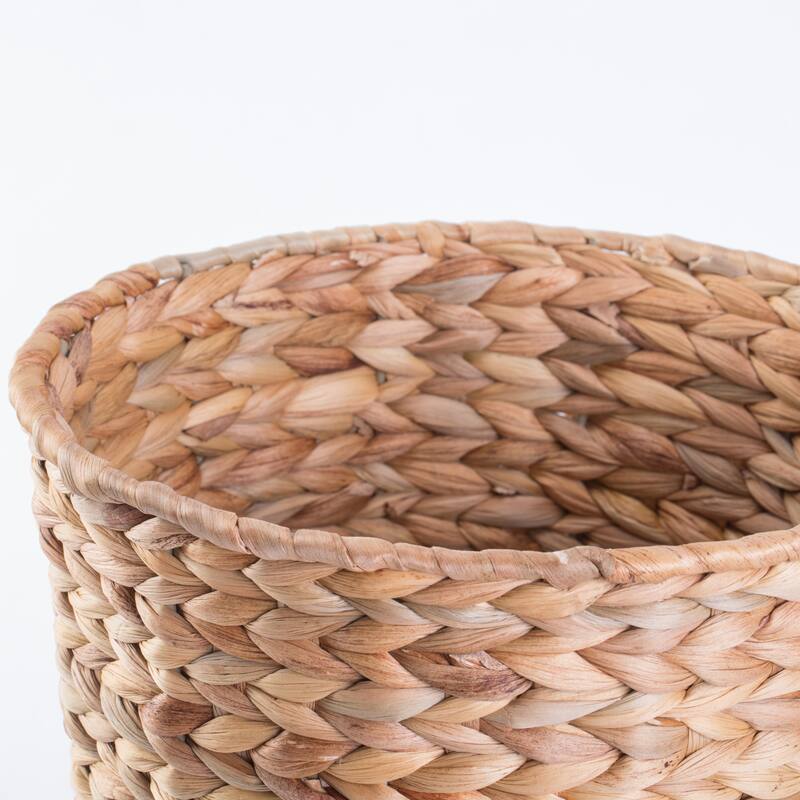Natural Water Hyacinth Round Waste Basket