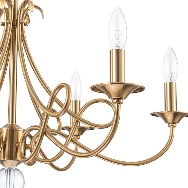 6-Light Vintage Luxe Gold Iron Candle Style Chandelier