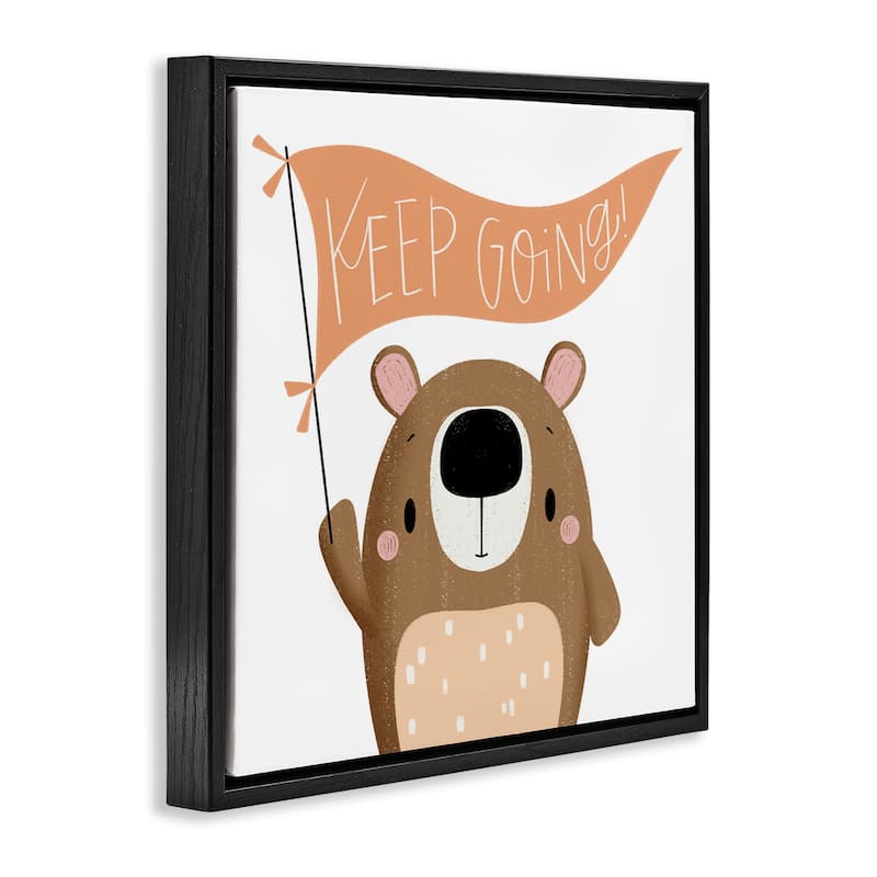 Stupell Motivational Bear Keep Going Framed Floater Canvas Wall Art Design By Sarah Hickman