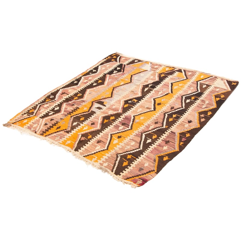 ECARPETGALLERY Flat-Weave Sivas Brown Wool Kilim - 6'3 x 6'9