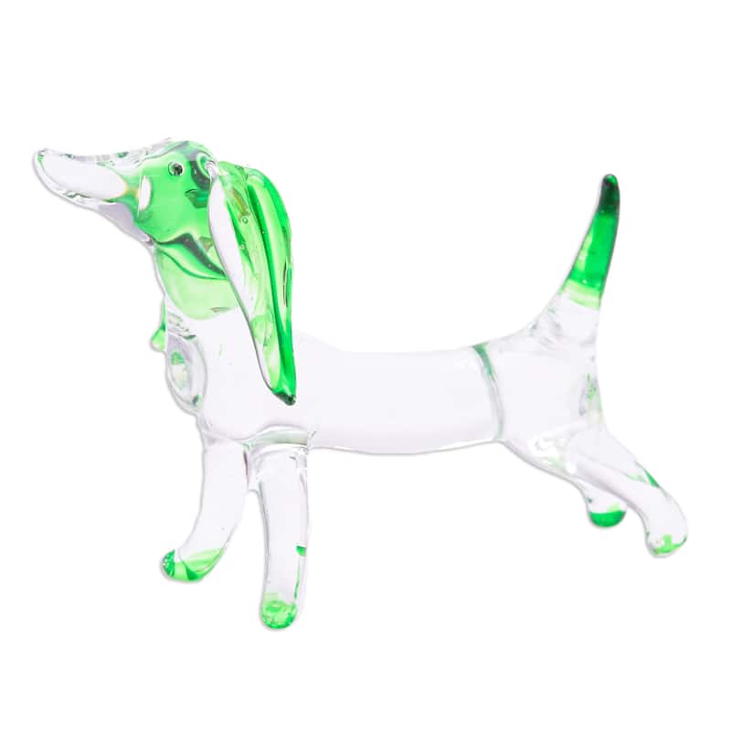 Novica Handmade Hope Dachshund Handblown Glass Figurine