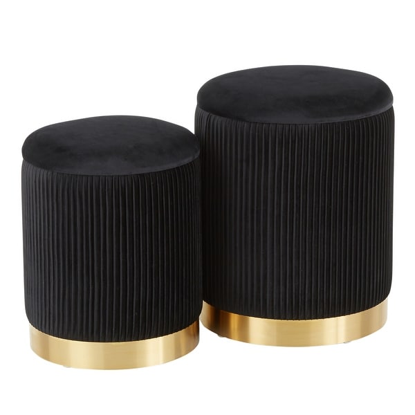Silver Orchid Corday Contemporary Pleated Nesting Ottoman Set. Opens flyout.