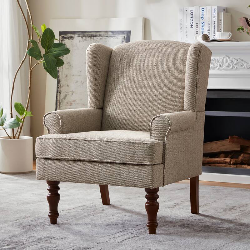 Accent Armchair with Turned Legs Set of 2 Blue/ Beige / Grey